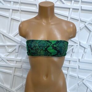 Green snake bandeau bikini top